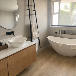 Luxury bathroom with bath and double vanity