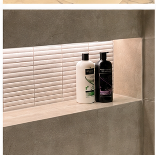 Illuminated bathroom wall niche with premium finishes